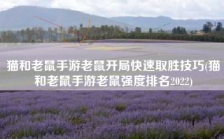 猫和老鼠手游老鼠开局快速取胜技巧(猫和老鼠手游老鼠强度排名2022)