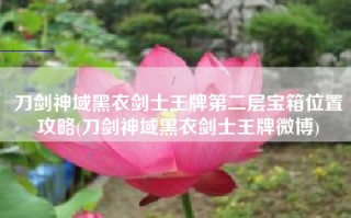 刀剑神域黑衣剑士王牌第二层宝箱位置攻略(刀剑神域黑衣剑士王牌微博)