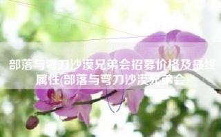 部落与弯刀沙漠兄弟会招募价格及最终属性(部落与弯刀沙漠兄弟会)