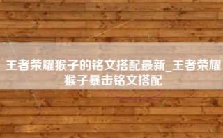 王者荣耀猴子的铭文搭配最新_王者荣耀猴子暴击铭文搭配