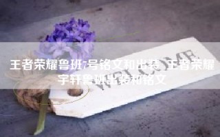 王者荣耀鲁班7号铭文和出装_王者荣耀宇轩鲁班出装和铭文