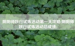 阴阳师妖行试炼活动第一天攻略(阴阳师妖行试炼活动总成绩)