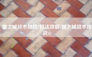 猫之城战术挑战2打法攻略(猫之城战术挑战3)