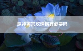 原神宵宫攻速拐有必要吗