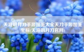 天涯明月刀手游图鉴大全天刀手游图鉴坐标(天涯明月刀官网)