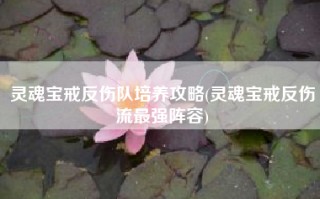 灵魂宝戒反伤队培养攻略(灵魂宝戒反伤流最强阵容)