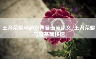 王者荣耀马超攻速暴击流铭文_王者荣耀马超基础移速