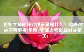 犯罪大师巅峰对决答案是什么？巅峰对决答案解析[多图](犯罪大师巅峰对决第一关)