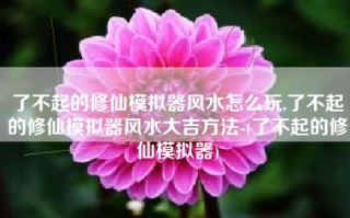 了不起的修仙模拟器风水怎么玩,了不起的修仙模拟器风水大吉方法-(了不起的修仙模拟器)