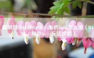 黎明前20分钟RANK 15角色build怎么做（RANK 15角色build玩法攻略）