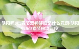 阴阳师2022春节双神降临是什么意思(阴阳师2022春节秘境召唤)