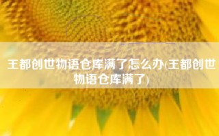 王都创世物语仓库满了怎么办(王都创世物语仓库满了)
