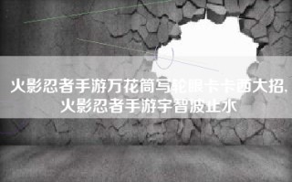 火影忍者手游万花筒写轮眼卡卡西大招,火影忍者手游宇智波止水