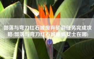 部落与弯刀红石城废弃矿洞任务完成攻略(部落与弯刀红石城蜥蜴女士在哪)