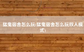 猛鬼宿舍怎么玩(猛鬼宿舍怎么玩双人模式)