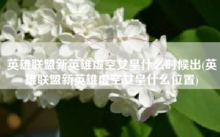 英雄联盟新英雄虚空女皇什么时候出(英雄联盟新英雄虚空女皇什么位置)