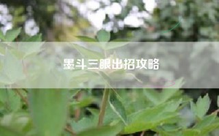 墨斗三眼出招攻略