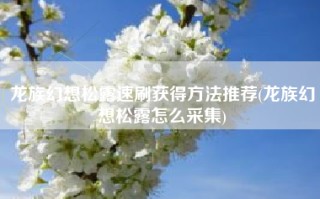 龙族幻想松露速刷获得方法推荐(龙族幻想松露怎么采集)