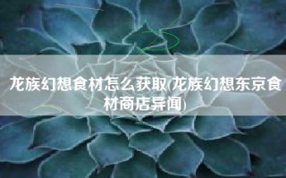 龙族幻想食材怎么获取(龙族幻想东京食材商店异闻)