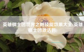 英雄棋士团世界之树技能效果大全(英雄棋士团激活码)