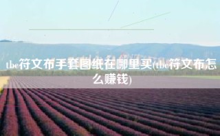 tbc符文布手套图纸在哪里买(tbc符文布怎么赚钱)