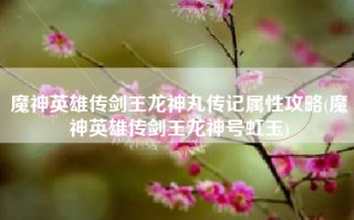 魔神英雄传剑王龙神丸传记属性攻略(魔神英雄传剑王龙神号虹玉)