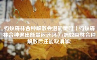 蚂蚁森林合种解散会退能量吗（蚂蚁森林合种退出能量返还吗）(蚂蚁森林合种解散后还能取消嘛)