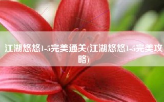 江湖悠悠1-5完美通关(江湖悠悠1-5完美攻略)