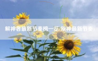 解神者最新节奏榜一览(原神最新节奏)