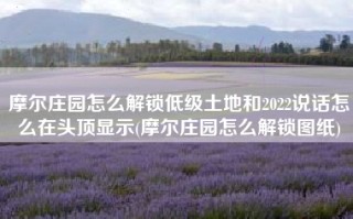 摩尔庄园怎么解锁低级土地和2022说话怎么在头顶显示(摩尔庄园怎么解锁图纸)