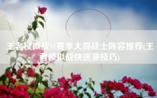 王者模拟战S1赛季大哥战士阵容推荐(王者模拟战快速赛技巧)