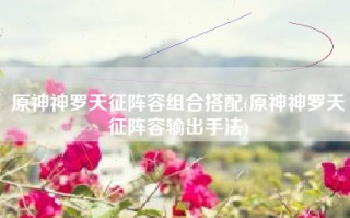 原神神罗天征阵容组合搭配(原神神罗天征阵容输出手法)