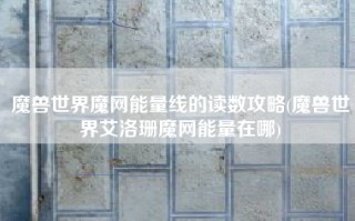 魔兽世界魔网能量线的读数攻略(魔兽世界艾洛珊魔网能量在哪)