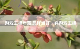 游戏主播年薪,怎样当好一名游戏主播