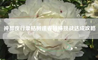 神都夜行录枯树逢春特殊挑战达成攻略