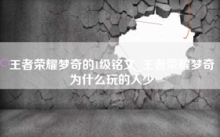 王者荣耀梦奇的1级铭文_王者荣耀梦奇为什么玩的人少