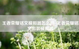 王者荣耀铭文模拟器怎么用_王者荣耀铭文出装模拟器