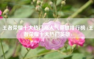 王者荣耀十大热门高人气英雄排行榜 (王者荣耀十大热门英雄)