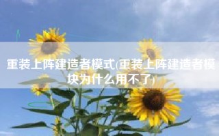 重装上阵建造者模式(重装上阵建造者模块为什么用不了)
