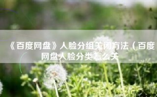 《百度网盘》人脸分组关闭方法（百度网盘人脸分类怎么关