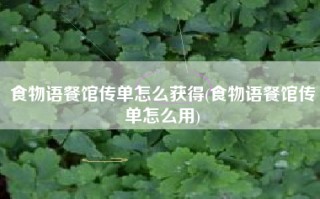 食物语餐馆传单怎么获得(食物语餐馆传单怎么用)