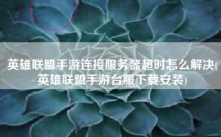 英雄联盟手游连接服务器超时怎么解决(英雄联盟手游台服下载安装)