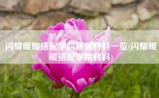 闪耀暖暖搭配学院所需材料一览(闪耀暖暖搭配学院材料)