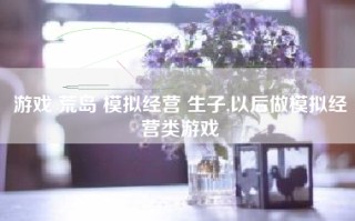 游戏 荒岛 模拟经营 生子,以后做模拟经营类游戏