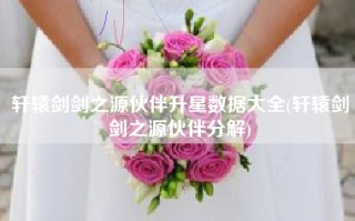 轩辕剑剑之源伙伴升星数据大全(轩辕剑剑之源伙伴分解)