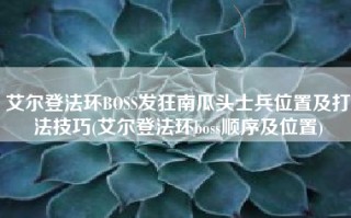 艾尔登法环BOSS发狂南瓜头士兵位置及打法技巧(艾尔登法环boss顺序及位置)