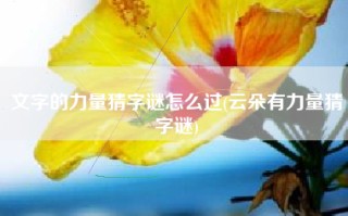 文字的力量猜字谜怎么过(云朵有力量猜字谜)