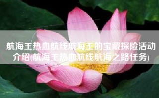 航海王热血航线航海王的宝藏探险活动介绍(航海王热血航线航海之路任务)