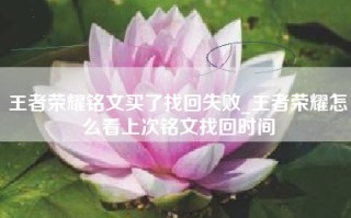 王者荣耀铭文买了找回失败_王者荣耀怎么看上次铭文找回时间