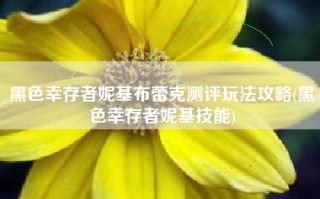 黑色幸存者妮基布蕾克测评玩法攻略(黑色幸存者妮基技能)